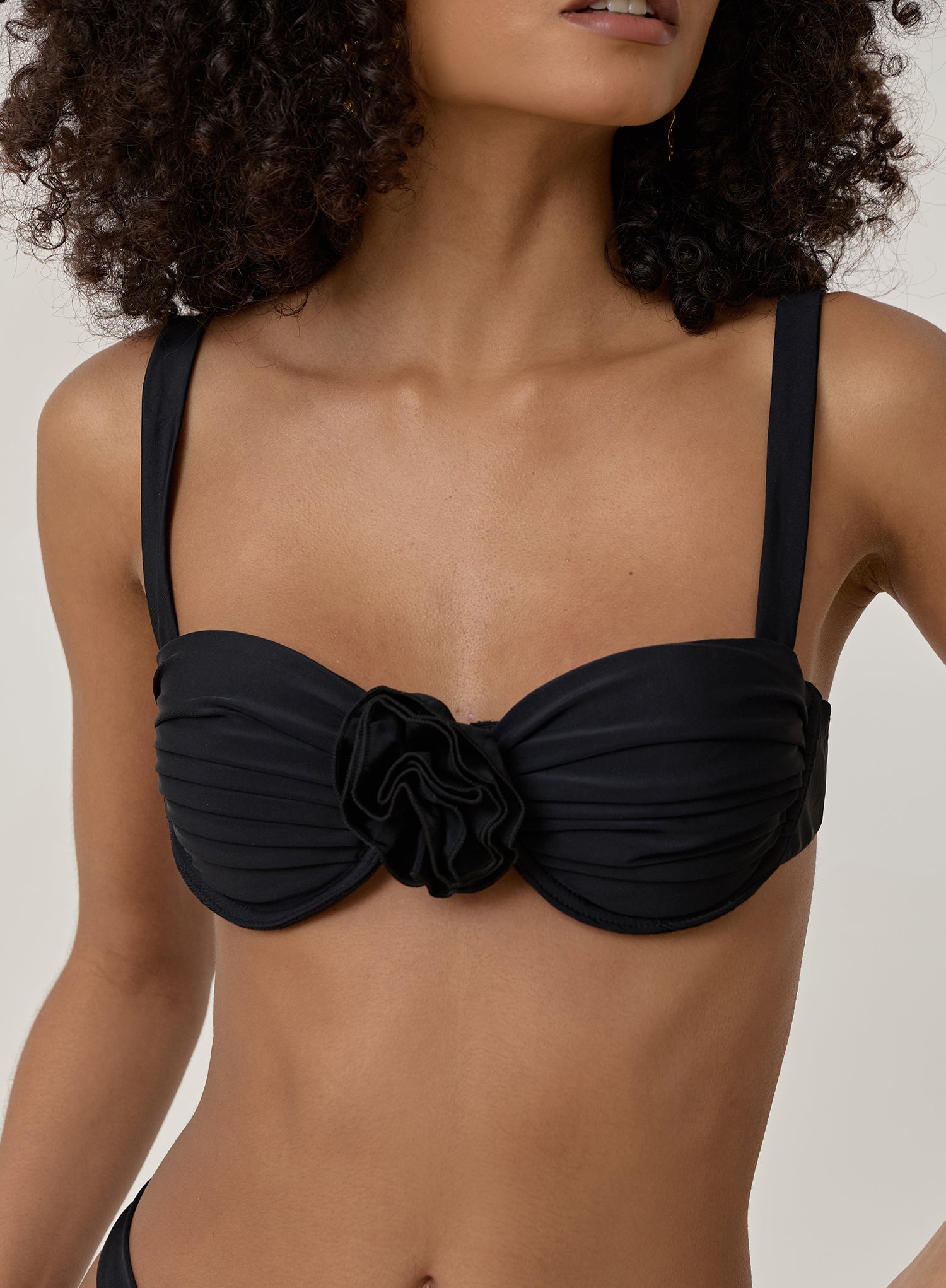 Black Rosette Underwire Bikini Top